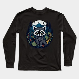 Night Racoon Long Sleeve T-Shirt